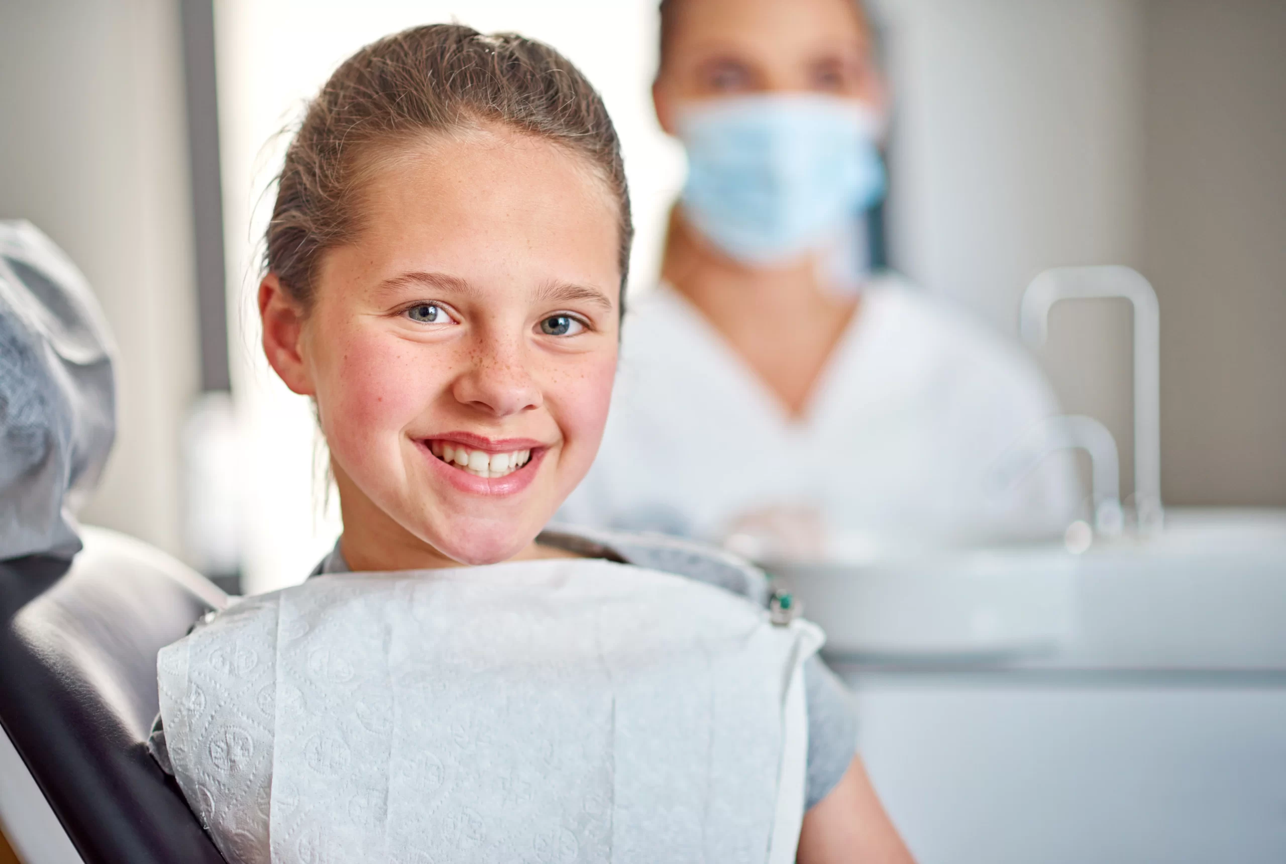 Smiling child at the dentist's office.